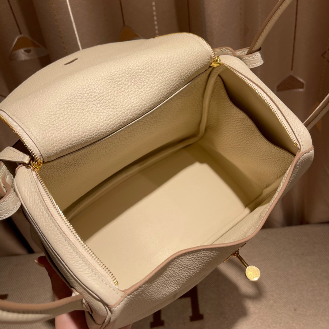 에르메스 린디백26 나타 화이트 금장 끌레망스 가죽 악어가죽 핸들